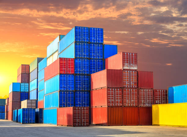 istock Containers stacked on commercial docks in Shanghai 1136734901