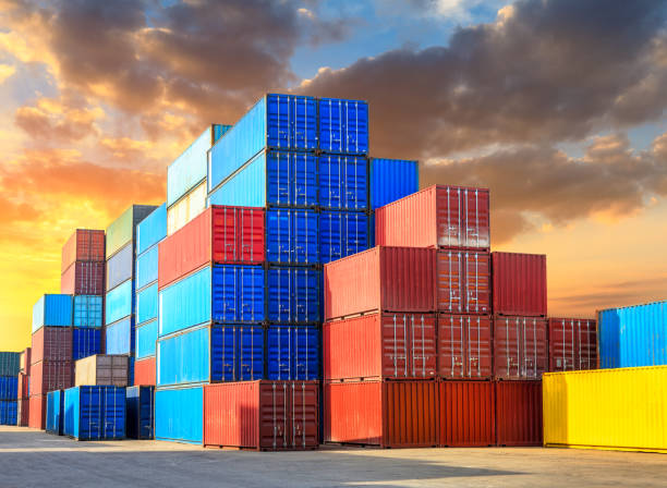 istock Containers stacked on commercial docks in Shanghai 1136734941