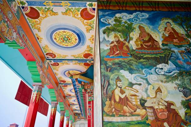 istock Murals, The Great Drigung Kagyud Lotus Stupa, Lumbini, Nepal, Buddhist 1136735020