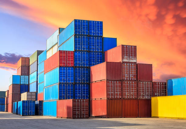 istock Containers stacked on commercial docks in Shanghai 1136735144