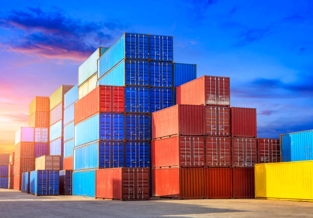 istock Containers stacked on commercial docks in Shanghai 1136735261
