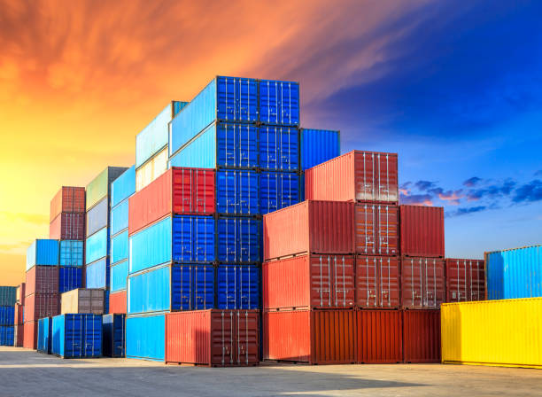 istock Containers stacked on commercial docks in Shanghai 1136736030