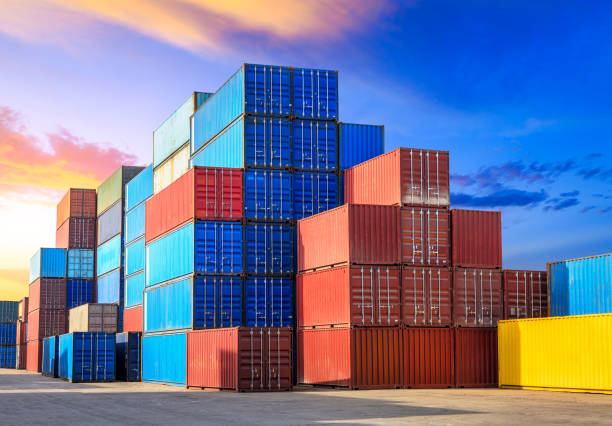 istock Containers stacked on commercial docks in Shanghai 1136736271