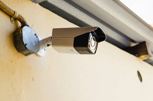 istock security camera for outdoor, bullet, installed in an industry 1136736431