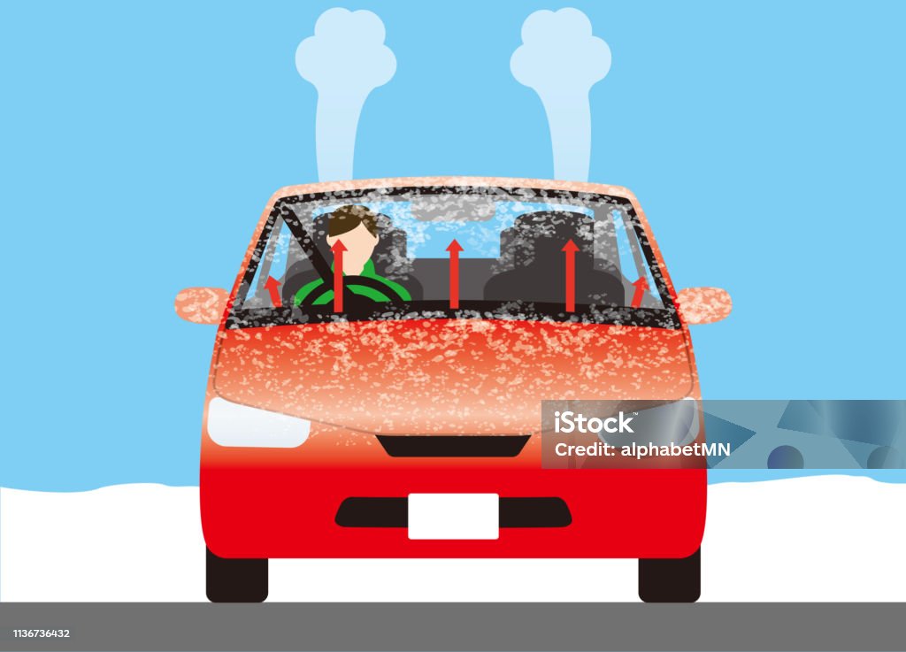 Melting Frost On Car Windshield With Defroster Stock Illustration -  Download Image Now - Car, Air Conditioner, Ice - iStock