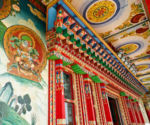 istock Murals, The Great Drigung Kagyud Lotus Stupa, Lumbini, Nepal, Buddhist 1136736605