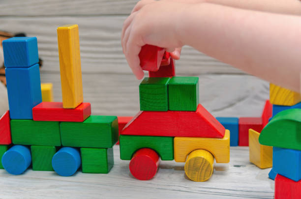 istock Children's wooden designer from blocks of a different form 1136737390