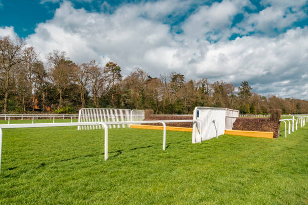 Ascot, England - March 17, 2019: View of the iconic British Ascot racecourse heath, known for its horse racing.