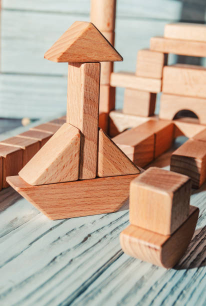 istock Children's wooden designer from blocks of a different form 1136737608