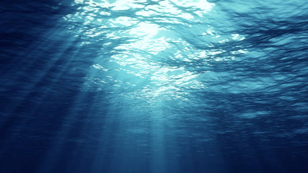 istock 3D rendering of underwater light creates a beautiful solar curtain. Underwater ocean waves oscillate and flow with the rays of light 1136746571