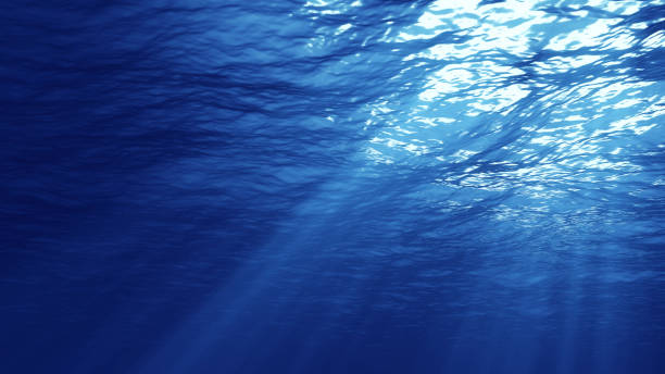 istock 3D rendering of underwater light creates a beautiful solar curtain. Underwater ocean waves oscillate and flow with the rays of light 1136746694