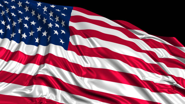 istock 3D rendering of an American flag. Smoothly developing in the wind 1136746758
