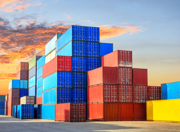 istock Containers stacked on commercial docks in Shanghai 1136746779