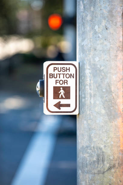 istock Crosswalk Pedestrian Crossing Button And Sign 1136746784