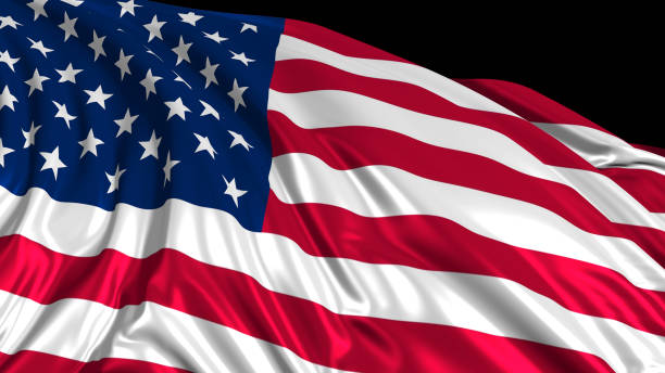 istock 3D rendering of an American flag. Smoothly developing in the wind 1136746797