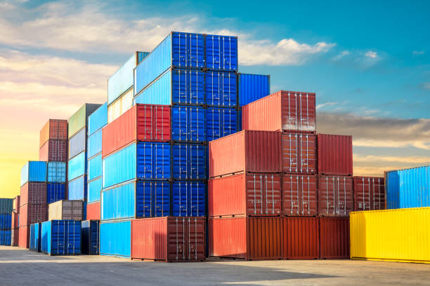 istock Containers stacked on commercial docks in Shanghai 1136747647