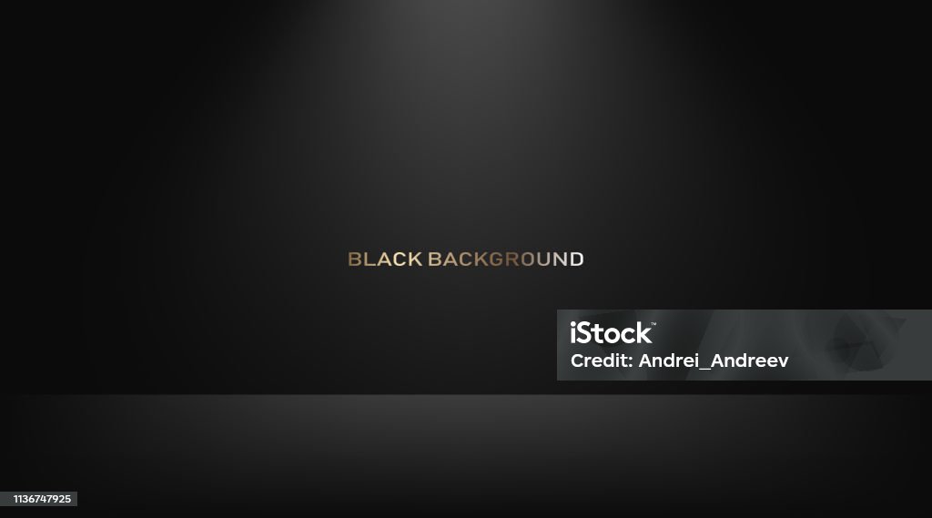 Vide Studio noir, utilisé comme arrière-plan pour afficher vos produits. Vecteur - clipart vectoriel de Fond libre de droits