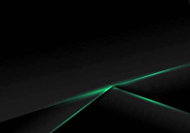 ilustrações, clipart, desenhos animados e ícones de disposição abstrata do frame preto do molde com luz de néon verde no fundo escuro. conceito futurista da tecnologia. - light metallic abstract technology