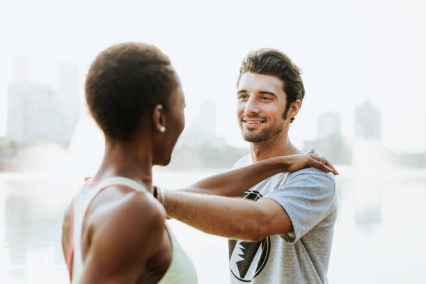 istock Urban couple exercise together 1136756767