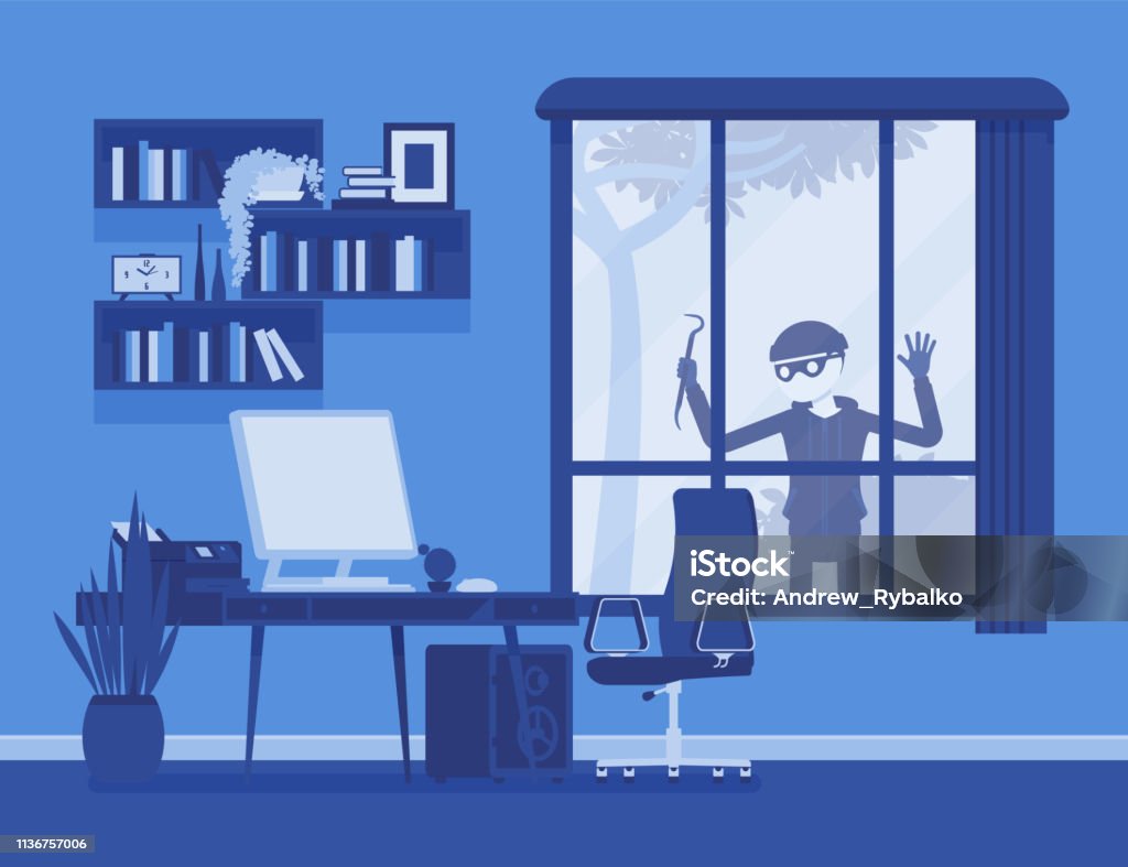House Getting Rob Vector Thief Planning The House Robbery Stock Illustration - Download Image ...