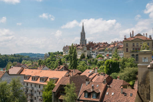 istock Panoramic view on Bern Minster and historic old town of Bern 1136758055