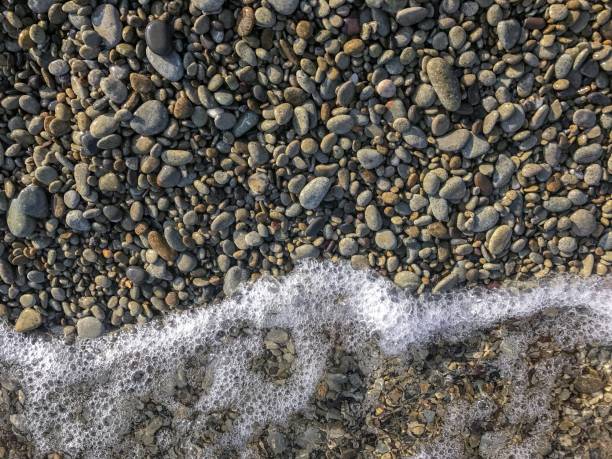 istock Stone beach background with sea foam 1136773198