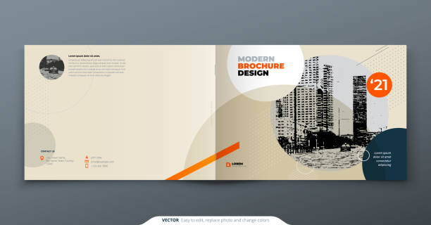Brochure template layout design. Corporate business annual report, catalog, magazine, brochure, flyer mockup. Creative modern bright concept in memphis style Brochure template layout design. Corporate business annual report, catalog, magazine, brochure, flyer mockup. Creative modern bright concept in memphis style. construction company brochure template stock illustrations