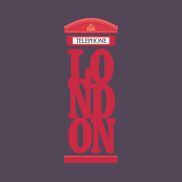 런던 빨간 전화 부스 포스터 디자인 - red telephone box stock illustrations