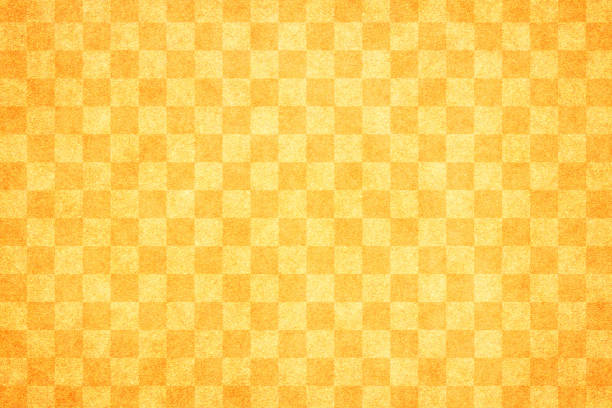 istock Japanese spring orange color checkered pattern paper texture background 1136778212
