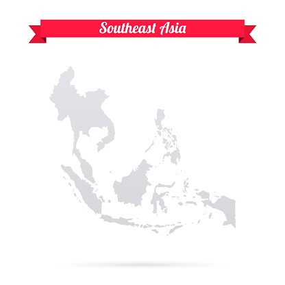 Map of Southeast Asia isolated on a blank background and with his name on a red ribbon. Vector Illustration (EPS10, well layered and grouped). Easy to edit, manipulate, resize or colorize. Please do not hesitate to contact me if you have any questions, or need to customise the illustration. http://www.istockphoto.com/portfolio/bgblue