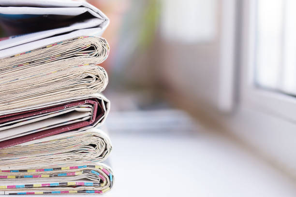 istock Stack of newspapers, News template 1136785569