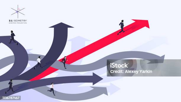 Conceptual Isometric Better Choice Vector Illustration Stock Illustration - Download Image Now