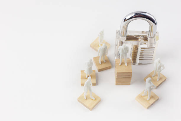 istock The clean padlock on white human model close up. 1136789597