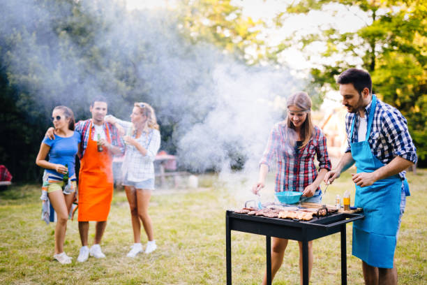 istock Happy students having barbecue on summer day 1136789787