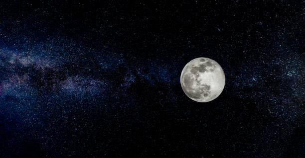 Full moon with stars in the background Scene with full moon and stars in the background. crescent photos stock pictures, royalty-free photos & images