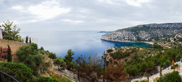 istock View from a hill on sea bay 1136794033