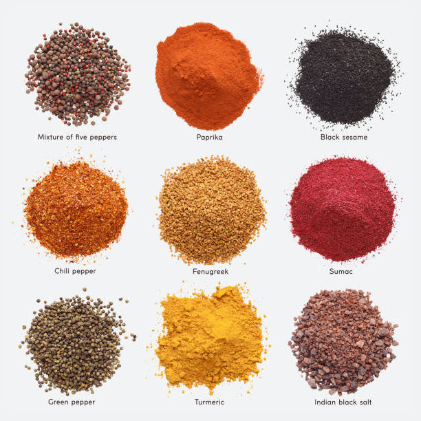 istock Different kinds of spices on white background 1136794684