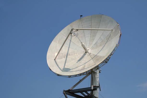 Radar station. Radar on a blue background.