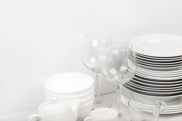 istock Set of white dishes . table wear - Image 1136796386