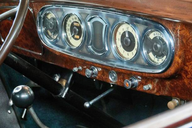 istock Dashboard of a vintage car 1136798075