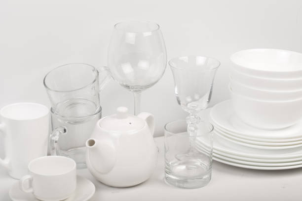 istock Set of white dishes . table wear - Image 1136799503