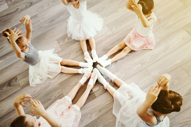 beautiful little ballerinas. - round bale imagens e fotografias de stock