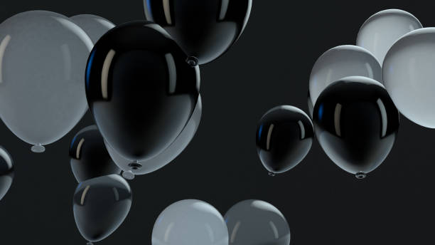 Black and White balloon floating in the air