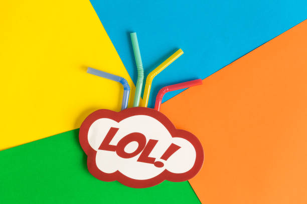 istock Lol in pop art style and drinking straws on colorful background minimal drink creative concept. 1136805052