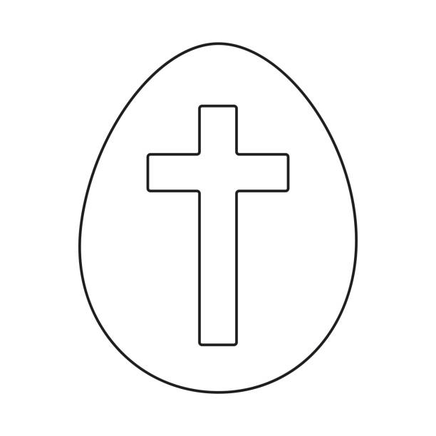 ilustraciones, imágenes clip art, dibujos animados e iconos de stock de línea arte huevo de pascua blanco y negro - easter egg paint black and white drawing