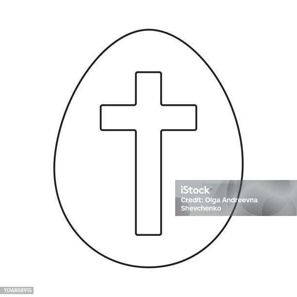 Line Art Black And White Easter Egg Stock Illustration - Download Image Now - Coloring, Religious Cross, Animal