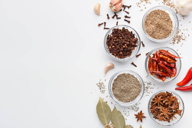 istock Set of spices, top view, mockup, copy space 1136809520