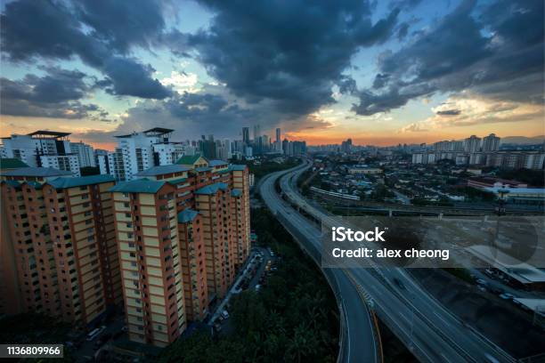 Kuala Lumpur Cityscape Sunset Stock Photo - Download Image Now - Architecture, Built Structure, City