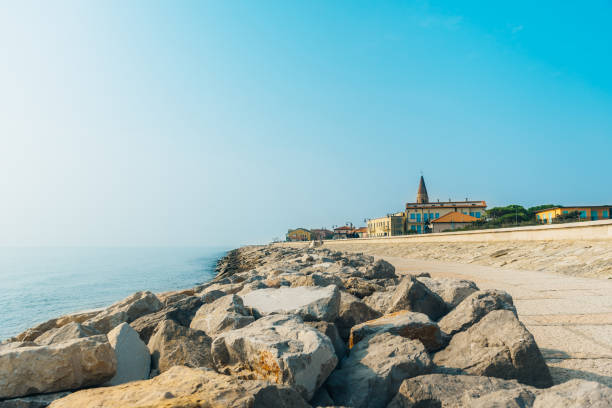 Top view of the Caspian Sea and beach.