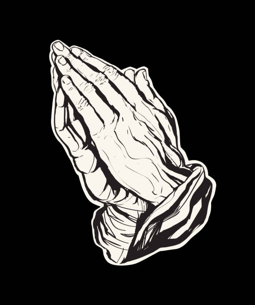 illustrations, cliparts, dessins animés et icônes de prière de mains autocollant noir - holy spirit
